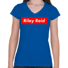 PRINTFASHION riley reid - Női V-nyakú póló - Királykék női póló