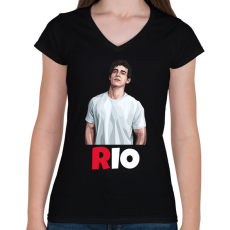 PRINTFASHION RIO2 - Női V-nyakú póló - Fekete