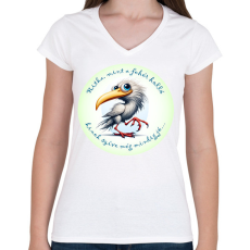 PRINTFASHION Ritka, mint a fehér holló... - Női V-nyakú póló - Fehér