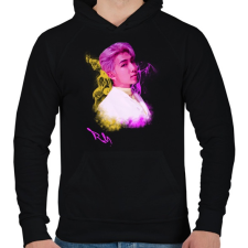 PRINTFASHION RM - Férfi kapucnis pulóver - Fekete férfi pulóver, kardigán