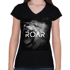PRINTFASHION Roar - Női V-nyakú póló - Fekete női póló