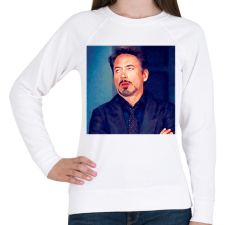 PRINTFASHION robert downey jr - Női pulóver - Fehér női pulóver, kardigán