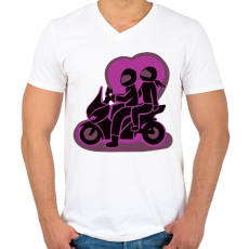 PRINTFASHION robiketten - Férfi V-nyakú póló - Fehér