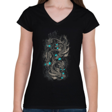 PRINTFASHION Robothalak - Női V-nyakú póló - Fekete női póló