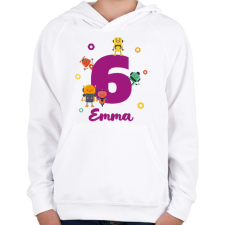 PRINTFASHION Robotos születésnap - Névvel - Gyerek kapucnis pulóver - Fehér gyerek pulóver, kardigán