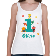 PRINTFASHION Robotos szülinap - Névvel - Női atléta - Fehér női trikó