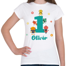 PRINTFASHION Robotos szülinap - Névvel - Női póló - Fehér női póló