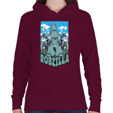 PRINTFASHION Robzilla - Női kapucnis pulóver - Bordó