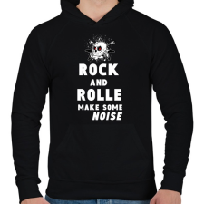 PRINTFASHION rock and roll2 - Férfi kapucnis pulóver - Fekete férfi pulóver, kardigán