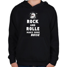 PRINTFASHION rock and roll2 - Gyerek kapucnis pulóver - Fekete gyerek pulóver, kardigán