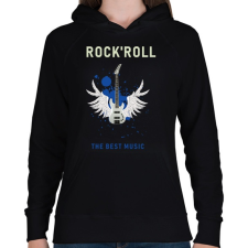 PRINTFASHION rock and roll3 - Női kapucnis pulóver - Fekete női pulóver, kardigán