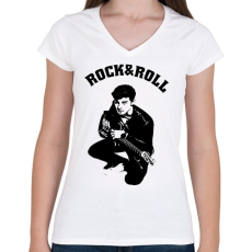 PRINTFASHION rock and roll4 - Női V-nyakú póló - Fehér