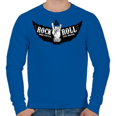 PRINTFASHION Rock and Roll fesztivál - Férfi pulóver - Királykék