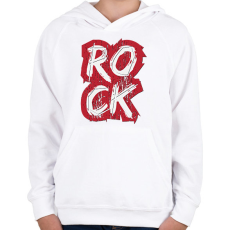 PRINTFASHION ROCK felirat - Gyerek kapucnis pulóver - Fehér