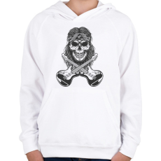 PRINTFASHION Rock gitáros koponya - Gyerek kapucnis pulóver - Fehér