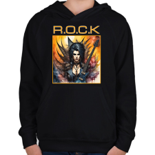 PRINTFASHION rock - Gyerek kapucnis pulóver - Fekete gyerek pulóver, kardigán