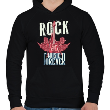 PRINTFASHION Rock mindörökké - Férfi kapucnis pulóver - Fekete férfi pulóver, kardigán