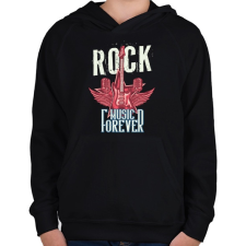PRINTFASHION Rock mindörökké - Gyerek kapucnis pulóver - Fekete gyerek pulóver, kardigán