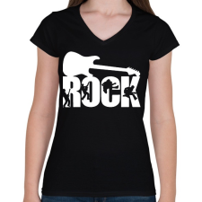 PRINTFASHION Rock Music - Női V-nyakú póló - Fekete női póló