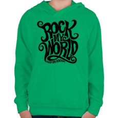 PRINTFASHION Rock my world - Gyerek kapucnis pulóver - Zöld