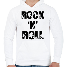 PRINTFASHION Rock n Roll - Férfi kapucnis pulóver - Fehér