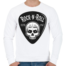 PRINTFASHION Rock 'n' Roll - Live fast, Play hard - Férfi pulóver - Fehér férfi pulóver, kardigán