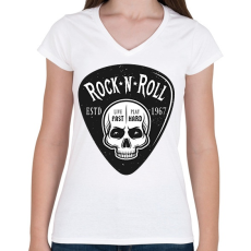 PRINTFASHION Rock 'n' Roll - Live fast, Play hard - Női V-nyakú póló - Fehér