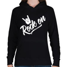 PRINTFASHION Rock n Roll - Női kapucnis pulóver - Fekete női pulóver, kardigán