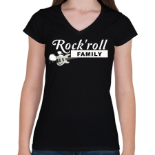 PRINTFASHION ROCK'ROLLE FAMILY - Női V-nyakú póló - Fekete női póló