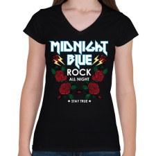 PRINTFASHION Rock rozsák - Női V-nyakú póló - Fekete női póló