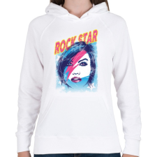 PRINTFASHION Rock sztár - Női kapucnis pulóver - Fehér női pulóver, kardigán