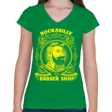 PRINTFASHION Rockabilly borbély - Női V-nyakú póló - Zöld női póló