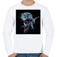 PRINTFASHION Rocker gitáros - Férfi pulóver - Fehér férfi pulóver, kardigán