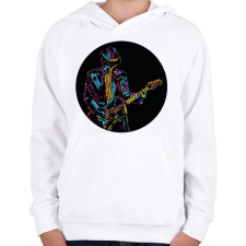 PRINTFASHION Rocker gitáros - Színes - Gyerek kapucnis pulóver - Fehér gyerek pulóver, kardigán