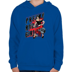 PRINTFASHION Rocker lány  - Gyerek kapucnis pulóver - Királykék