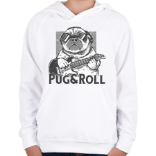 PRINTFASHION Rocker mopsz - Gyerek kapucnis pulóver - Fehér gyerek pulóver, kardigán