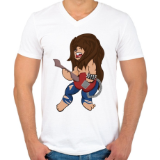 PRINTFASHION Rocker Oroszlán - Férfi V-nyakú póló - Fehér