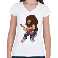 PRINTFASHION Rocker Oroszlán - Női V-nyakú póló - Fehér női póló