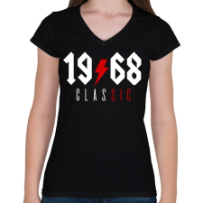 PRINTFASHION Rocker születésnap 1968 - Női V-nyakú póló - Fekete női póló