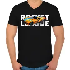 PRINTFASHION Rocket League - Férfi V-nyakú póló - Fekete férfi póló