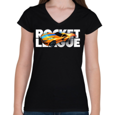 PRINTFASHION Rocket League - Női V-nyakú póló - Fekete