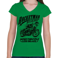 PRINTFASHION Rocketman - Női V-nyakú póló - Zöld