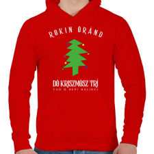 PRINTFASHION Rockin' around the christmas tree - Férfi kapucnis pulóver - Piros férfi pulóver, kardigán