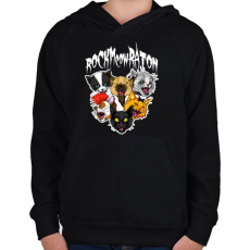 PRINTFASHION Rockmeowraton - Gyerek kapucnis pulóver - Fekete