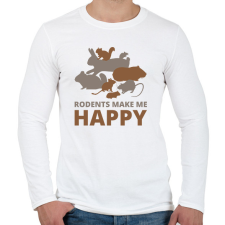 PRINTFASHION Rodents make me happy - Férfi hosszú ujjú póló - Fehér férfi póló