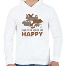 PRINTFASHION Rodents make me happy - Férfi kapucnis pulóver - Fehér férfi pulóver, kardigán