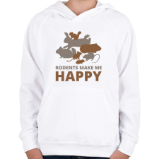 PRINTFASHION Rodents make me happy - Gyerek kapucnis pulóver - Fehér gyerek pulóver, kardigán