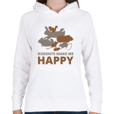 PRINTFASHION Rodents make me happy - Női kapucnis pulóver - Fehér női pulóver, kardigán