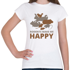 PRINTFASHION Rodents make me happy - Női póló - Fehér