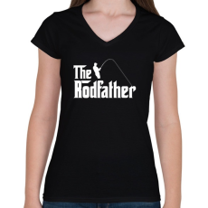 PRINTFASHION rodfather - Női V-nyakú póló - Fekete